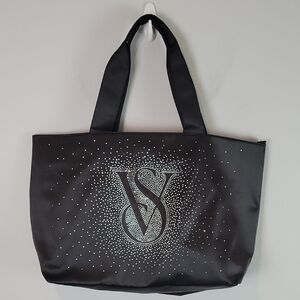 Victoria's Secret black rhinestone bling tote bag